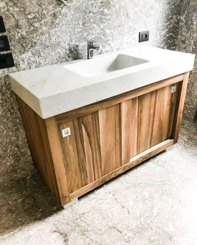 Marmi Lambro lavandino marmo e legno